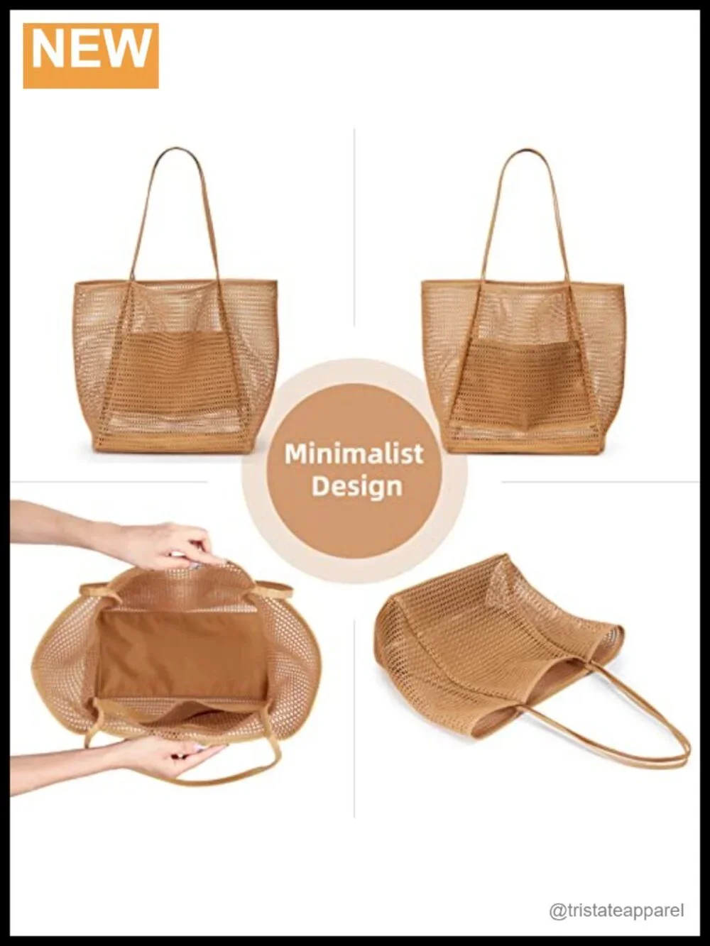Nylon Mesh Tote Bag Foldable 23L Beach Bag Shoulder Bag